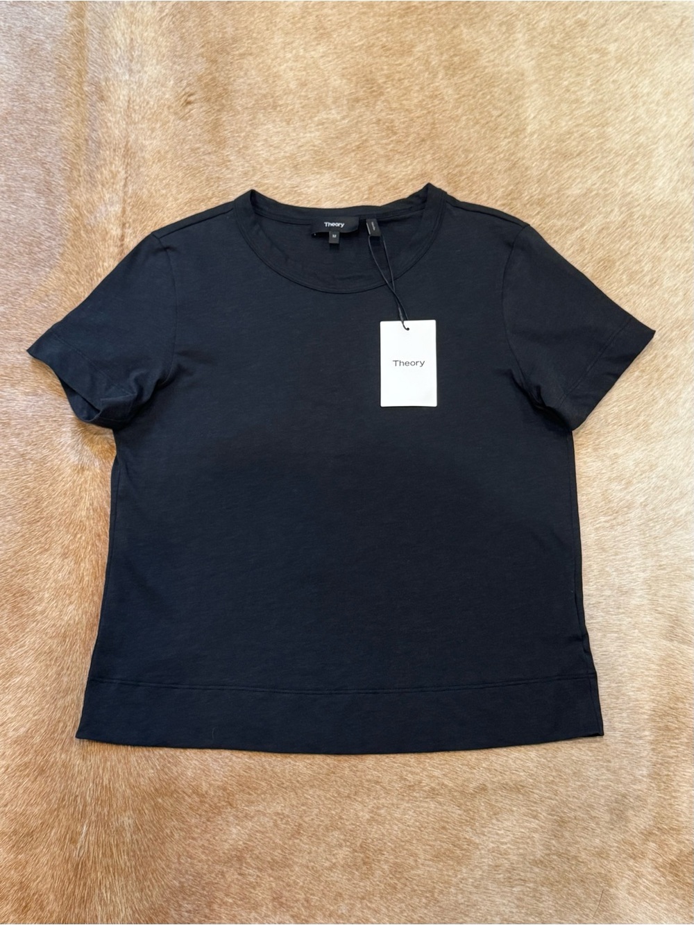 Theory Women's Black Short Sleeve Crewneck Top
